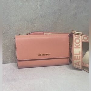 Michael Kors Large Zip Around Wallet Crossbody Primrose Pink